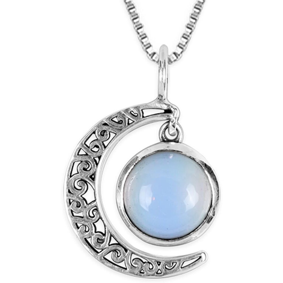 GIVA 925 Silver Oxidised Silver Moonstone Crescent Pendant with Box Chain | Gifts for Girlfriend, Rakhi Rakshabandhan Gift for Sister Bhabhi , Gifts for Women & Girls |With Certificate of Authenticity and 925 Stamp | 6 Month Warranty*