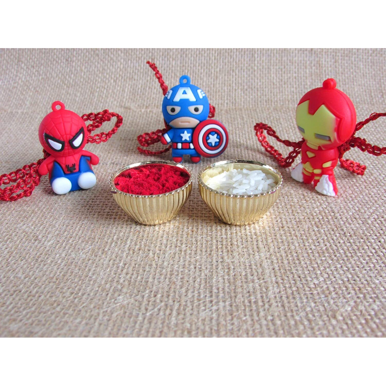 thriftkart 3Pc Avengers Character Rakhi For Kids- Iron Maan | Spidrman | Capten America | Best Rakhi Gift For Brother Sister And Cousins With Roli Chawal