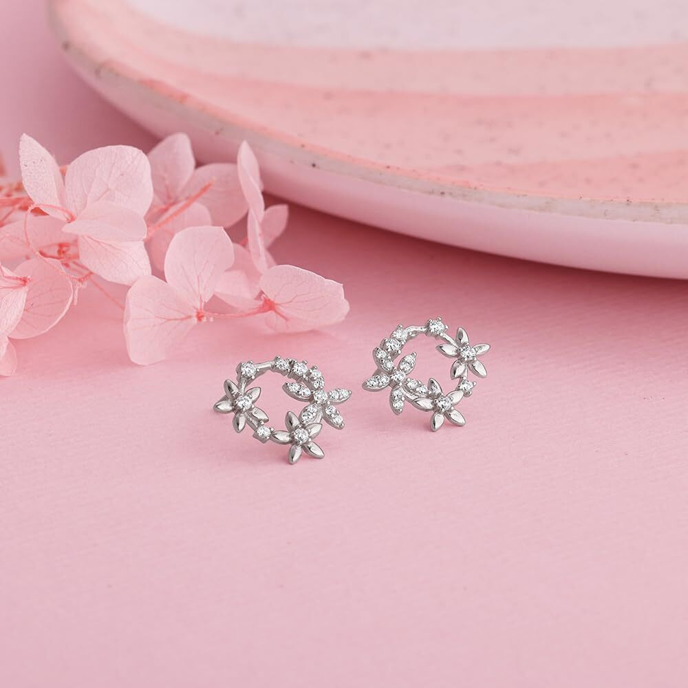 GIVA 925 Silver Flower Wreath Stud Earrings | Rakhi Rakshabandhan Gift for Sister Bhabhi, Gifts for Women & Girls |With Certificate of Authenticity and 925 Stamp | 6 Month Warranty*