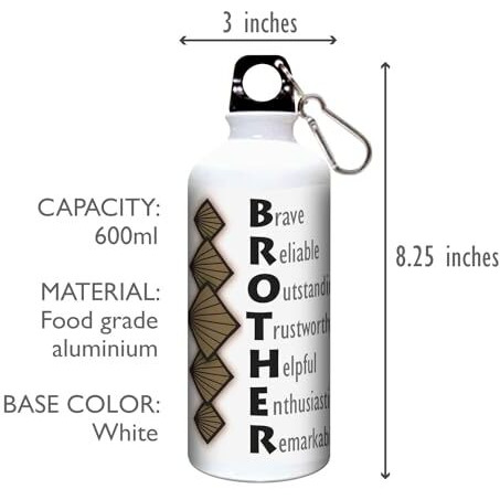 exciting Lives - Special Brother Sipper Bottle - Gift for Brothers, Bro, Bhai, Gift for Raksha Bandhan, Rakhi, Christmas Day, Farewell, Birthday, Bhai Dooj, Rakhi Gift - White Metal - 600ml