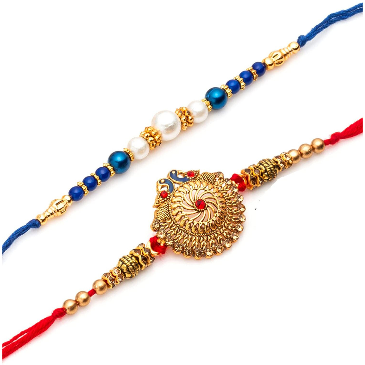 Rakshabandhan Designer Rakhi for Brother with Greeting Card for Men Peacock Rakhi Band for Beloved Brother Rakhi Set of 2 for Brother 2 Pcs Pair Dora Rakhi for Bhaiya Bhai Wristband Bracelet Rakhi