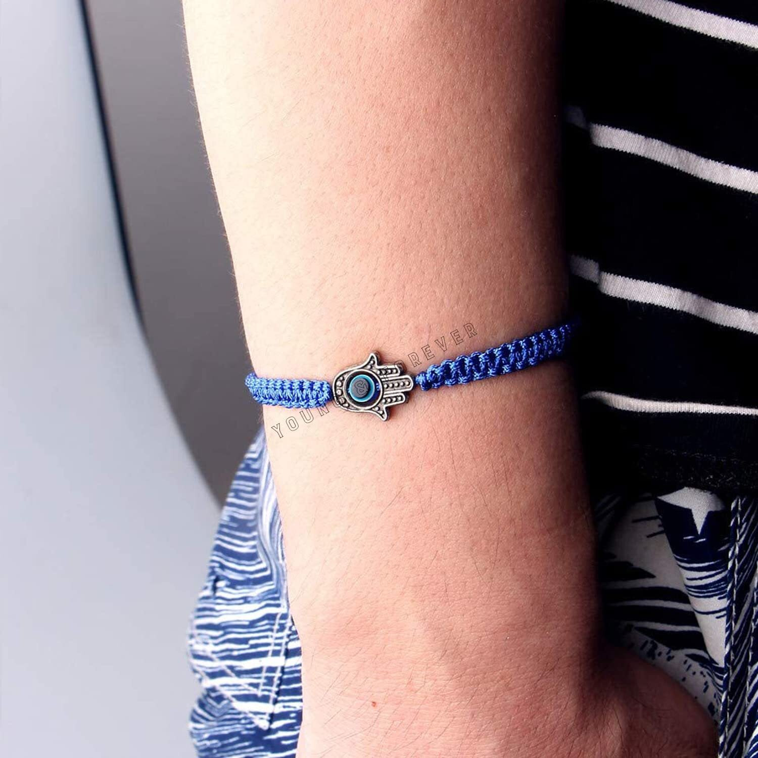 Young & Forever Gift Rakhi Gift for Brother Evil Eye Rakhi Blue Hamsa Evil Eye Bracelets for Women Evil Eye Anklet for Women Evil Eye Bracelet for Men Nazariya Bracelet for Women Nazariya anklets