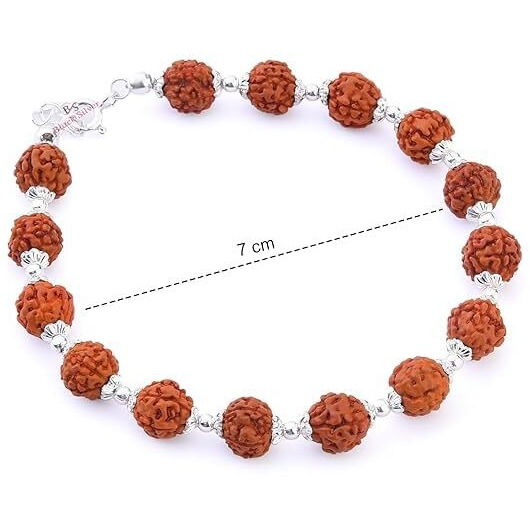 DHRUVS COLLECTION 925 Silver Rudraksha Bracelet With Flower Caps for Boys, Girls, Men & Women | Traditional Rakshabandhan Rakhi For Brother & Bhabhi, Ideal For Casual Wear