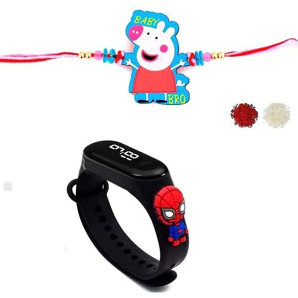 VR Creatives Kids Peppa Pig Rakhi for Brother Kids Boy Girls Combo, Kids Watch Rakhi on Rakshabandhan Gift For Brother