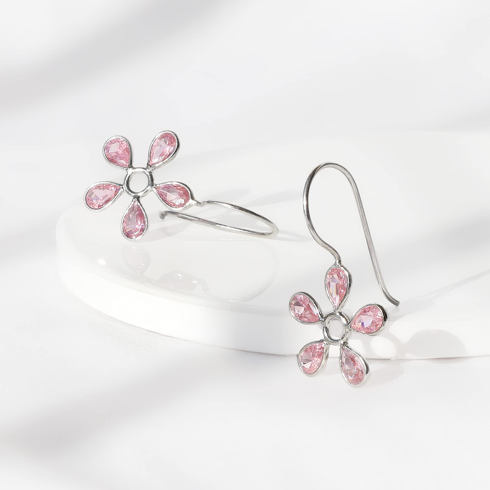 GIVA 925 Silver Pink Dahlia Earrings | Gifts for Girlfriend, Rakhi Rakshabandhan Gift for Sister Bhabhi, Gifts for Women & Girls | With Certificate of Authenticity and 925 Stamp | 6 Month Warranty*