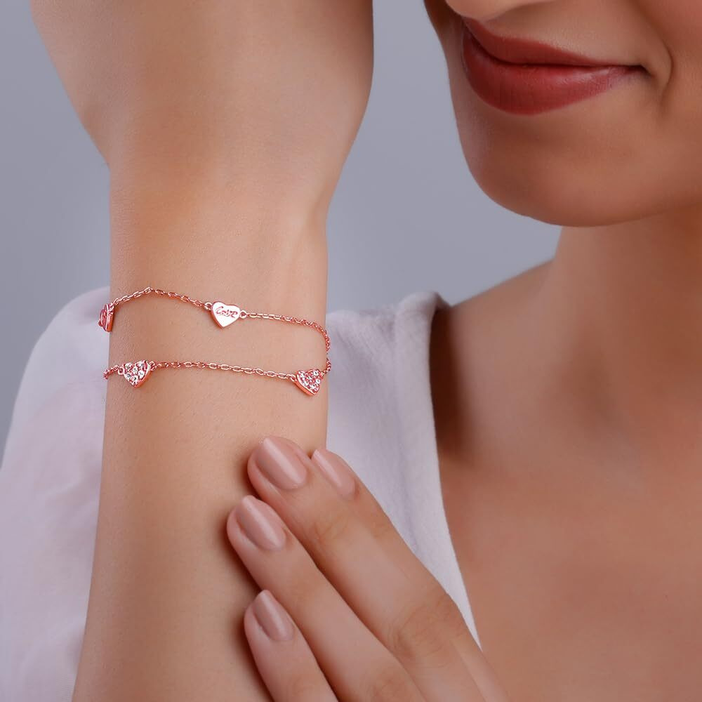 GIVA 925 Rose Gold Layered Love Bracelet, Adjustable | Rakhi Rakshabandhan Gift for Sister Bhabhi, Gifts for Women & Girls| With Certificate of Authenticity and 925 Stamp | 6 Month Warranty*