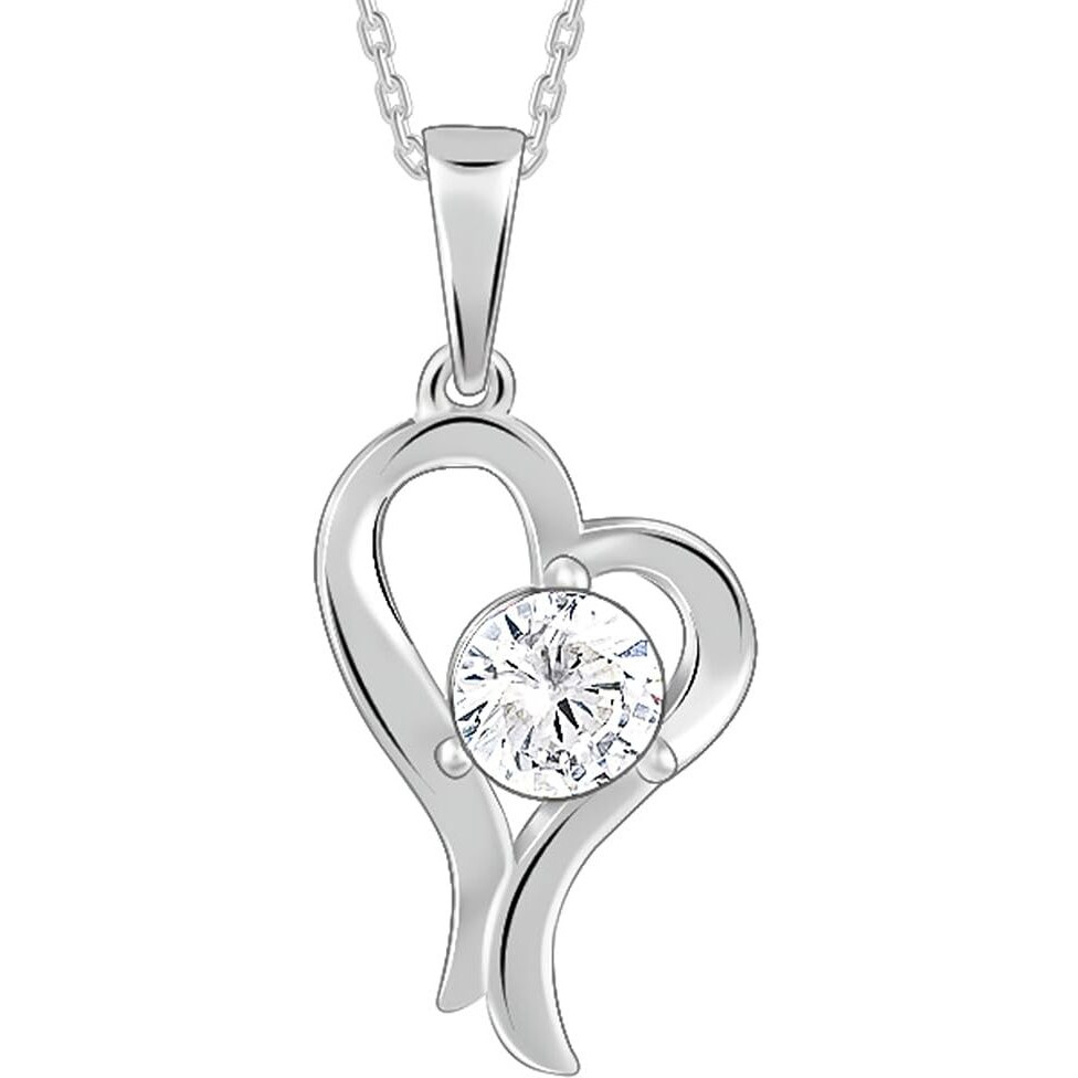 GIVA 925 Silver Anushka Sharma Zircon Curl Heart Necklace With Link Chain|Rakhi Rakshabandhan Gift For Sister Bhabhi, Women&Girls|With Certificate Of Authenticity And 925 Stamp|6 Month Warranty*