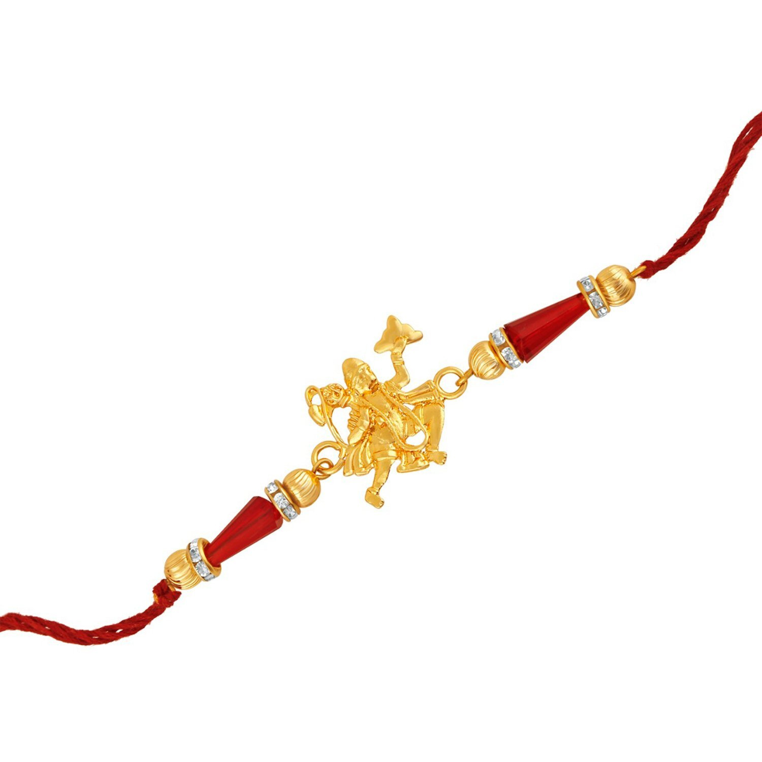 Mahi Gold Plated Spiritual Hanuman Rakhi With Crystals For Men/Boys (Bracelet) Ra1100589G