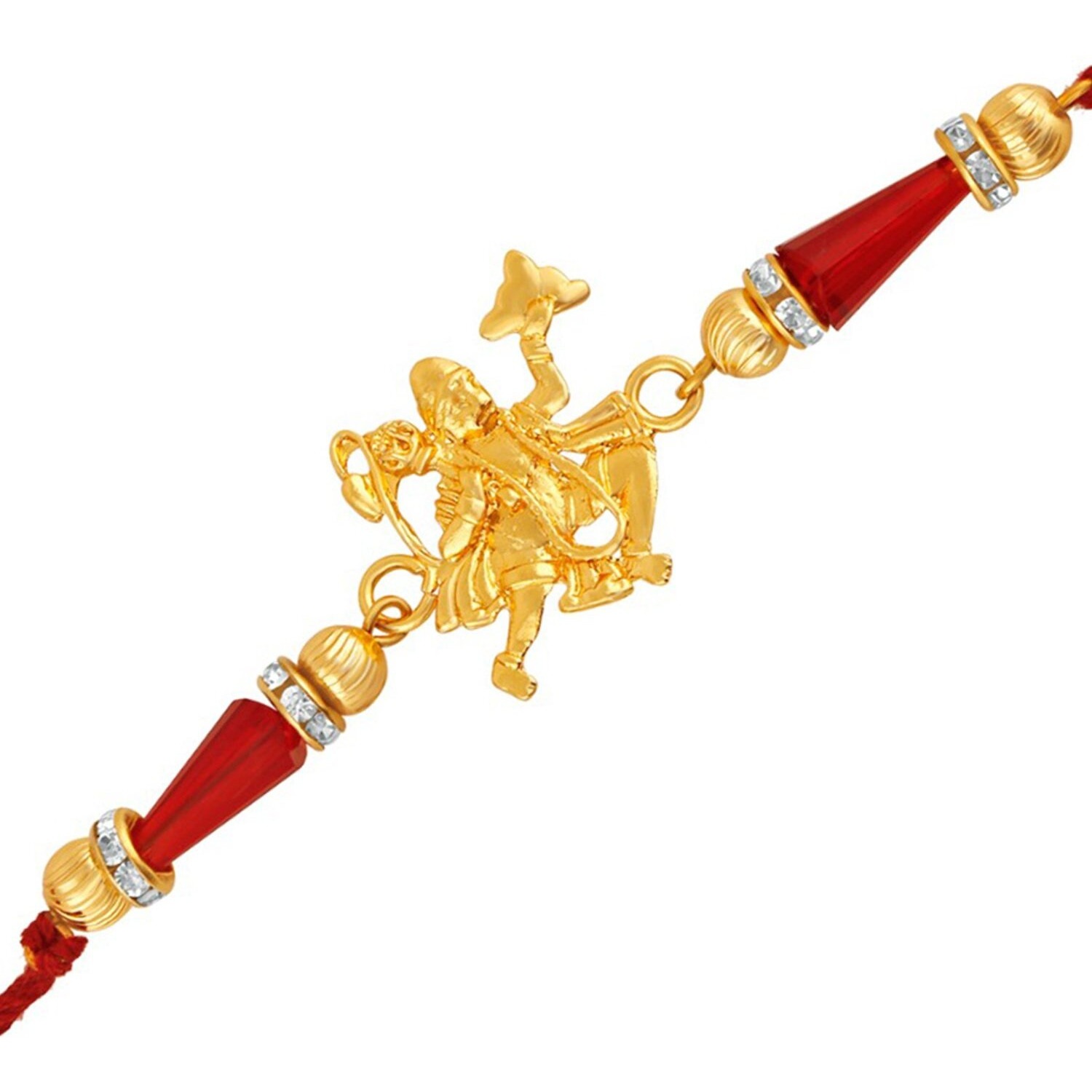 Mahi Gold Plated Spiritual Hanuman Rakhi With Crystals For Men/Boys (Bracelet) Ra1100589G