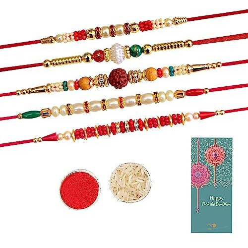 maalpani Rakhi For Brother - Set of 5 Fancy Rakhi Gift For Bro veera Brother Bhai