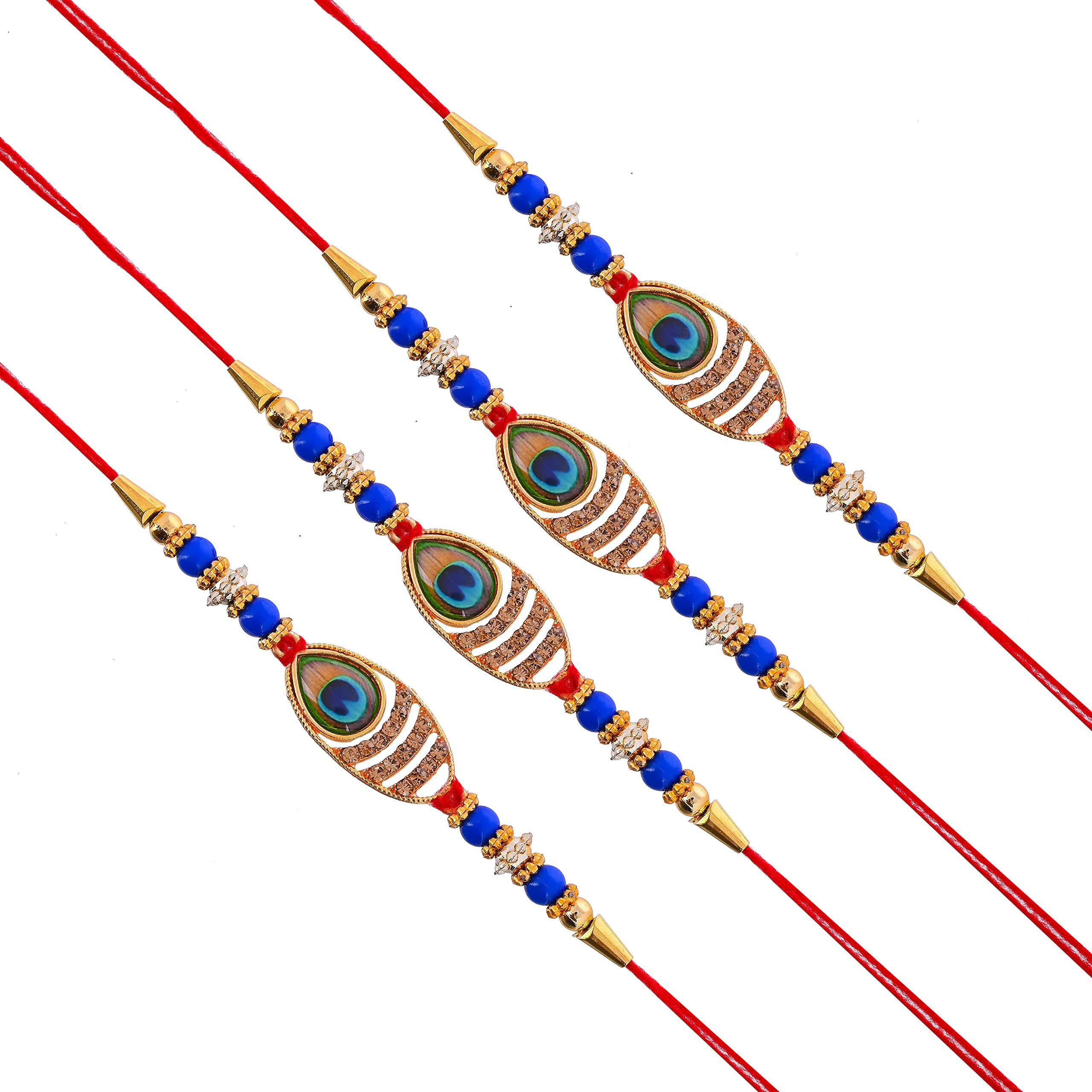 perpetual Evil Eye Rakhi For Brother And Bhabhi - Handmande Thread Rakhi Combo Set Of 3, Perfect Rakhi For Kids Boy With Roli Chawal Hamper