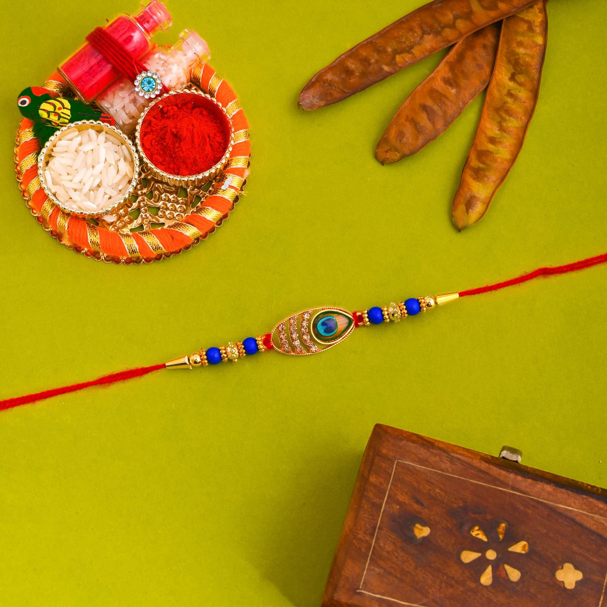 perpetual Evil Eye Rakhi For Brother And Bhabhi - Handmande Thread Rakhi Combo Set Of 3, Perfect Rakhi For Kids Boy With Roli Chawal Hamper