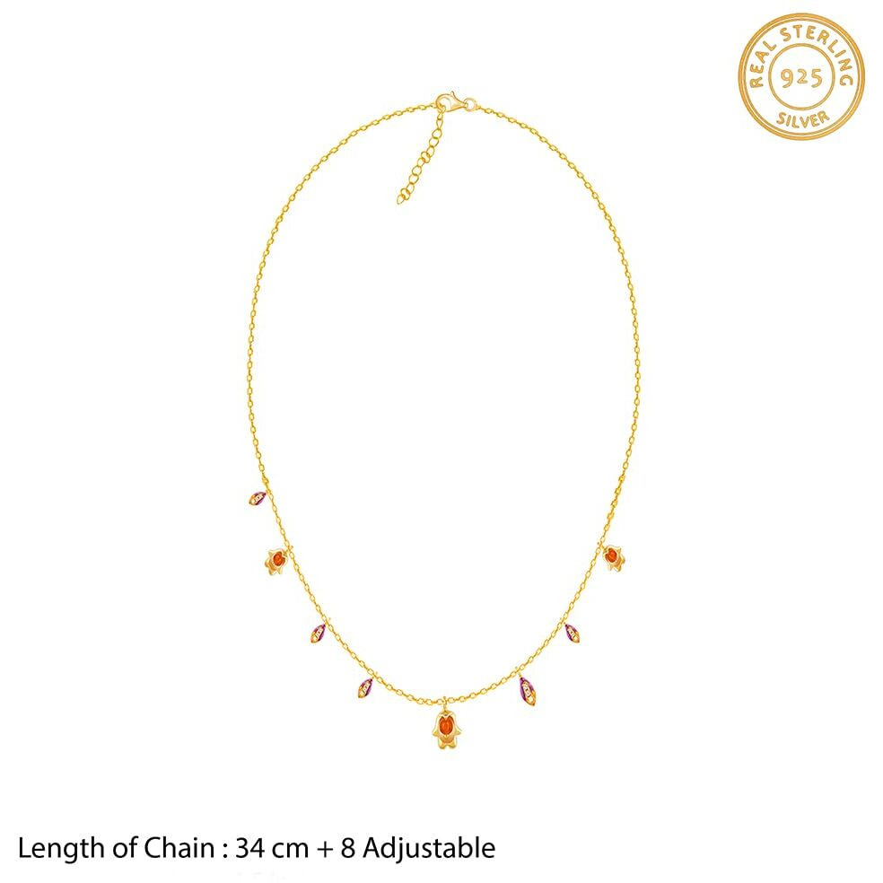 GIVA 925 Silver Bhumi Golden Classic Bell Mallow Necklace| Rakhi Rakshabandhan Gift for Sister Bhabhi, Gifts for Women & Girls With Certificate of Authenticity and 925 Stamp | 6 Months Warranty*