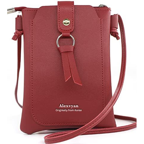 Alexvyan Side Mobile Bag 2 Pocket Cute stylish latest cross body bag Shoulder Bag for women girls Ladies Best Trending rakhi gift for sister,mobile bag (Pink) (Red Tie Style)