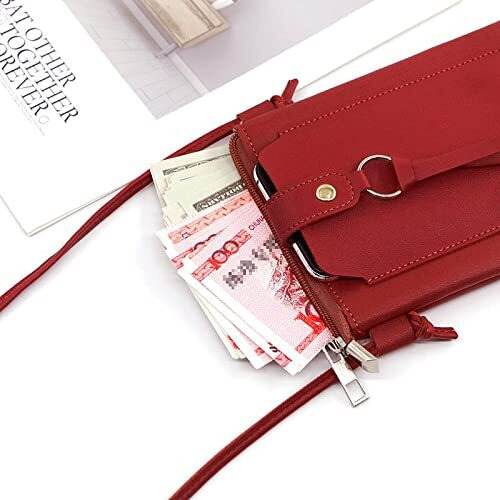 Alexvyan Side Mobile Bag 2 Pocket Cute stylish latest cross body bag Shoulder Bag for women girls Ladies Best Trending rakhi gift for sister,mobile bag (Pink) (Red Tie Style)