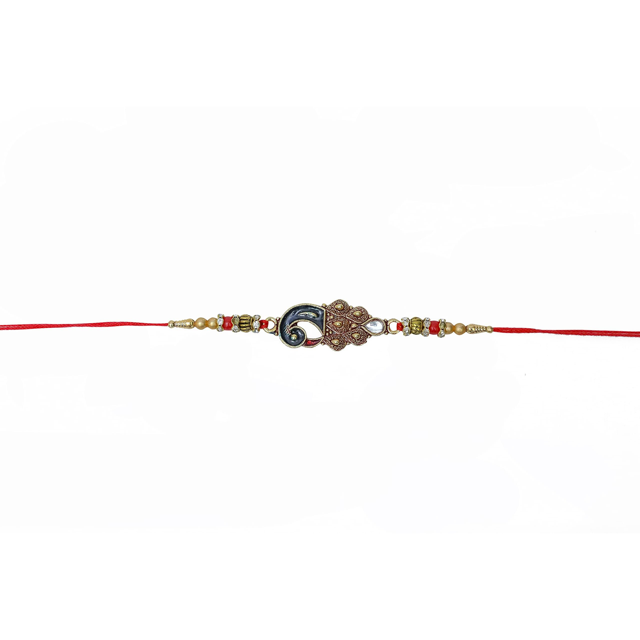 NGEL Designer Rakhi/Elegant Rakhi For Brother/Fancy Design Rakhi/Exclusive Rakhi Collection/Stone Designer Rakhi-Pack Of 1 (STONE PEACOCK)