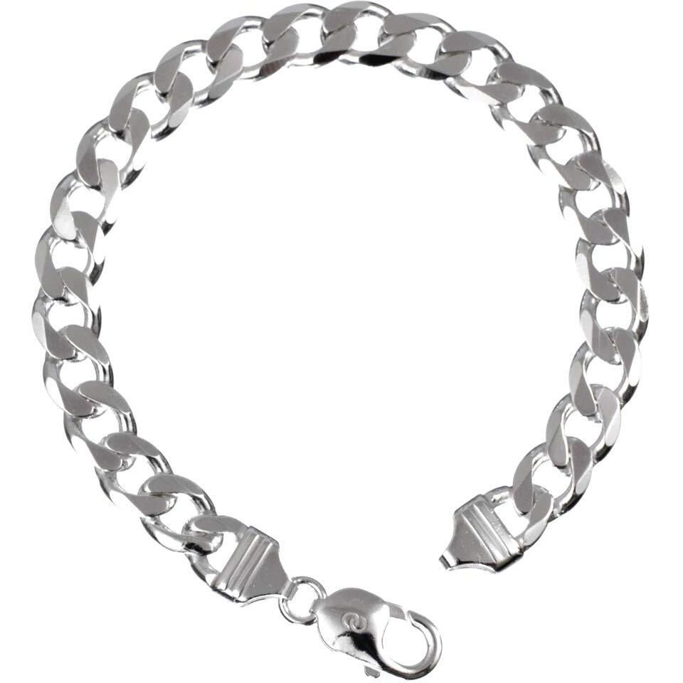 Clara 92.5 Sterling Silver White Curb Bracelet 8.5 inch 22 gm | Rakhi for Bhai Brother |Gift For Men & Boys