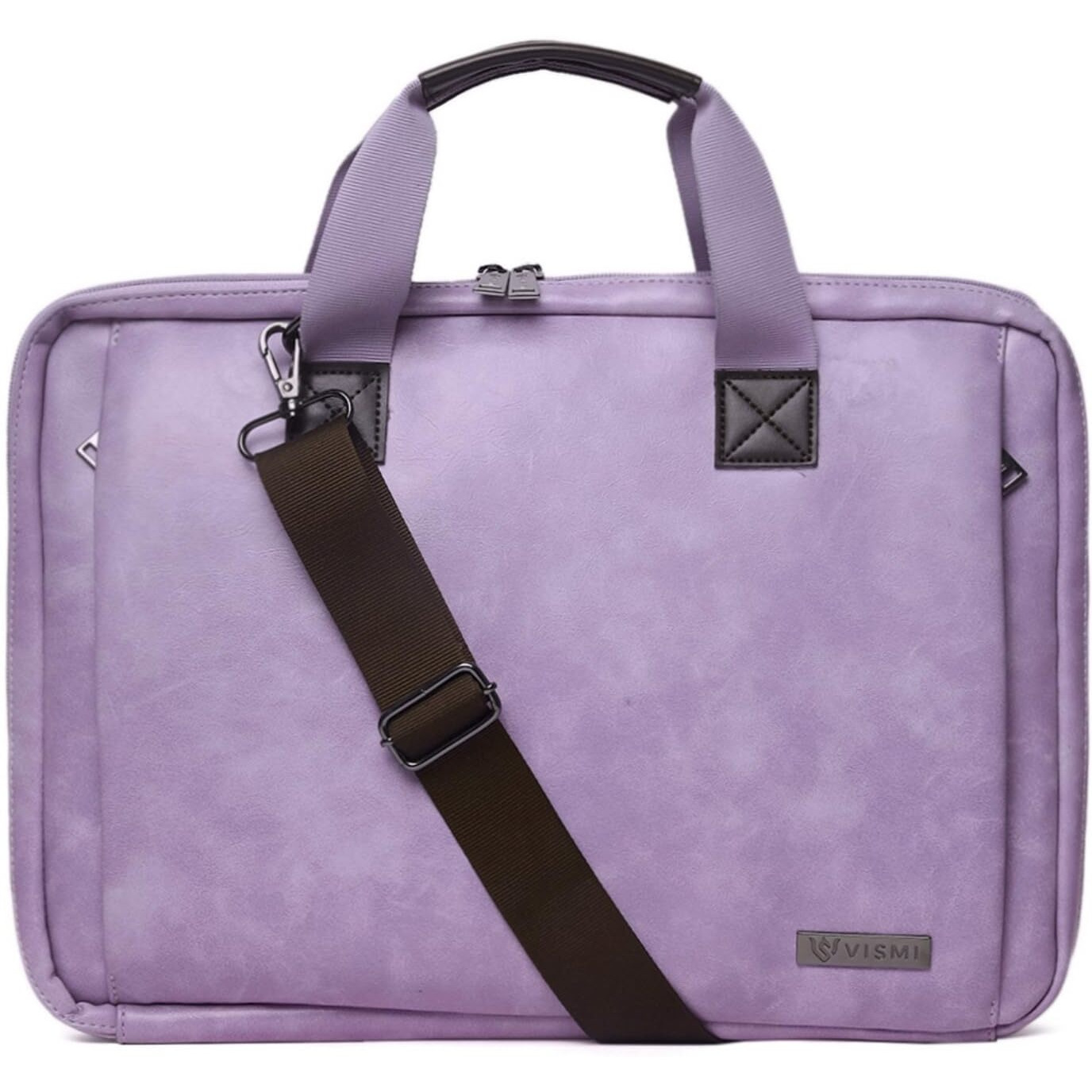 VISMIINTREND Stylish Vegan Leather Laptop Bag for Women and Girls | Shoulder | Messenger | Office | Travel | Fits 13,14 & 15 Inch | Gifts | Rakhi Gift for Sisters | Birthday Gift for Wife (Lavender)