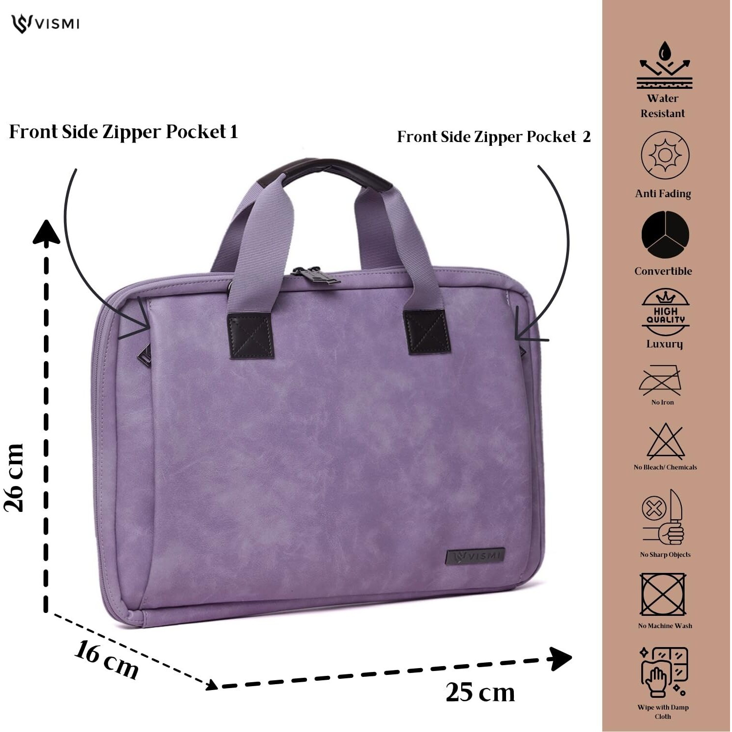 VISMIINTREND Stylish Vegan Leather Laptop Bag for Women and Girls | Shoulder | Messenger | Office | Travel | Fits 13,14 & 15 Inch | Gifts | Rakhi Gift for Sisters | Birthday Gift for Wife (Lavender)