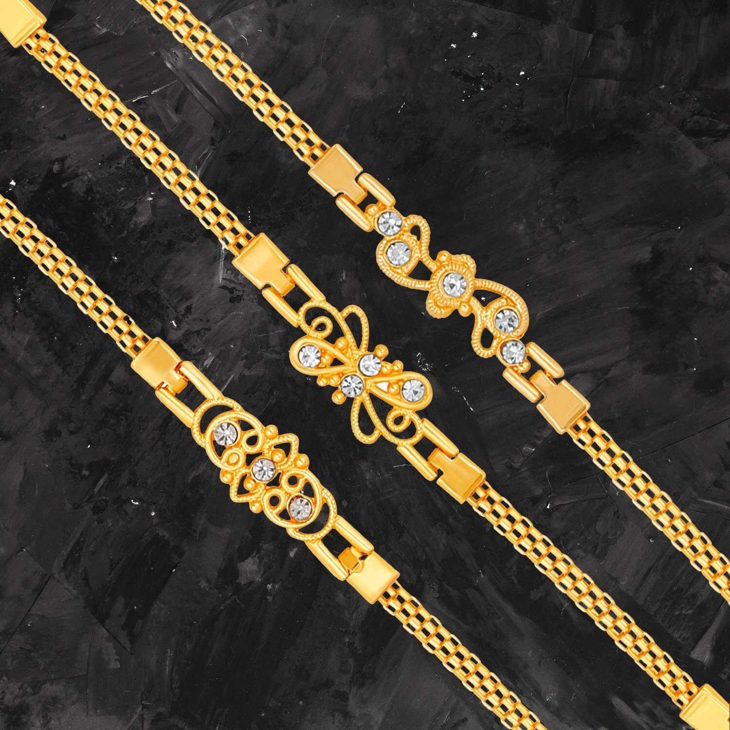 APARA Latest Rakhi Gold Design Combo Bracelet for Boys and Mens