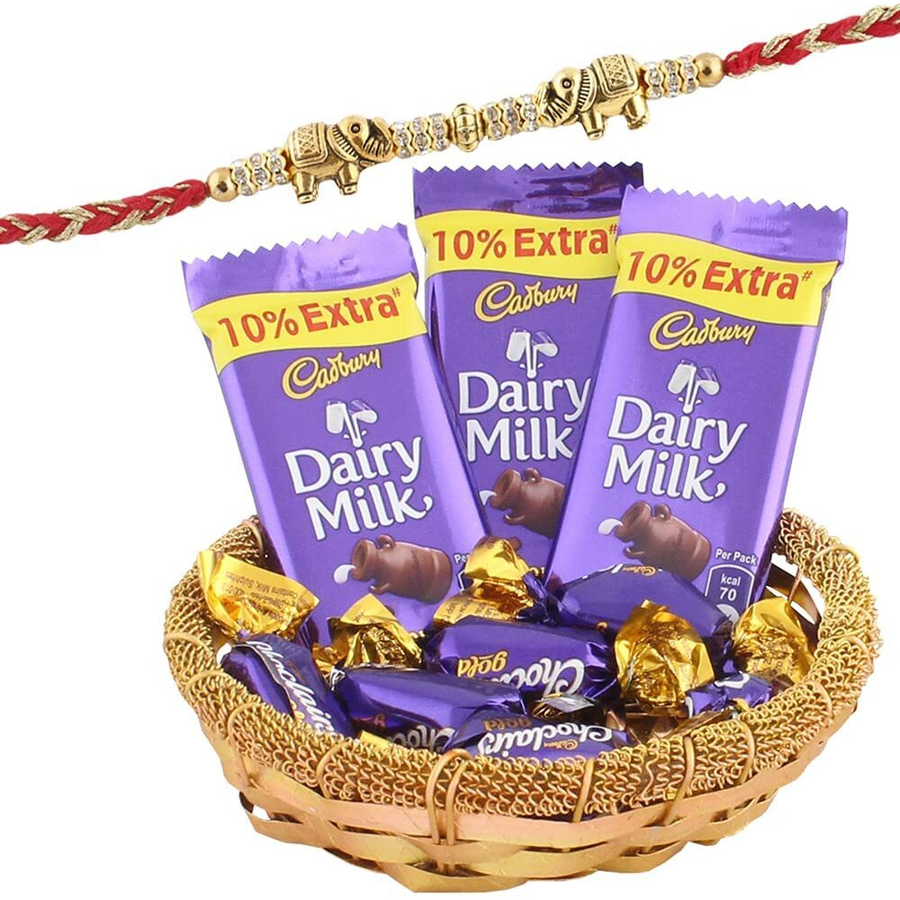 Astonished Retail Sweet Chocolate Gift for Your Loved Ones | Rakhi Chocolate for Brother | Rakhi Chocolate Hamper | Roli, Chawal, Chandan, Misri | 632