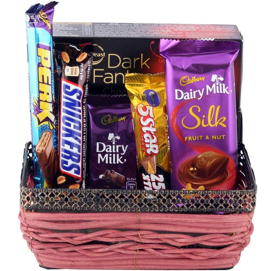 Astonished Retail Astonished Chocolate Collection for Surprise Gifts | Chocolate Gift Hamper for Diwali, Birthday, Holi, Rakhi, New Year, Christmas, Anniversary | Chocolate with Designer Basket, 1