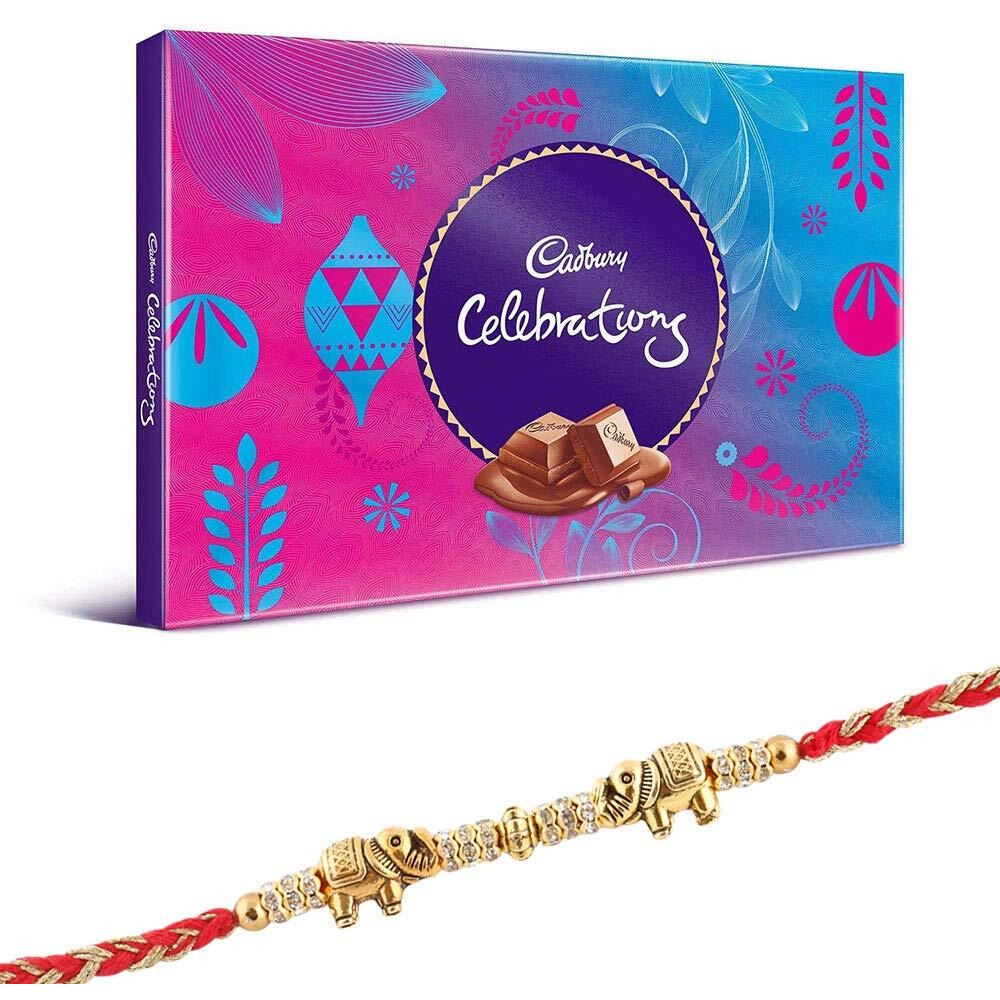 SFU E Com Premium Butterfly Rakhi with Chocolate Gift Hamper & Roli, Chawal, Chandan, Misri