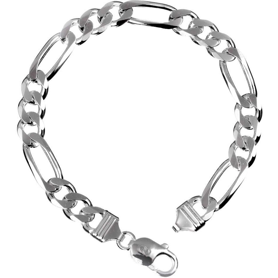 Clara Anti-Tarnish 92.5 Sterling Silver Figaro Bracelet 8.5 inch 20 gm | Rakhi for Bhai Brother |Gift For Men & Boys