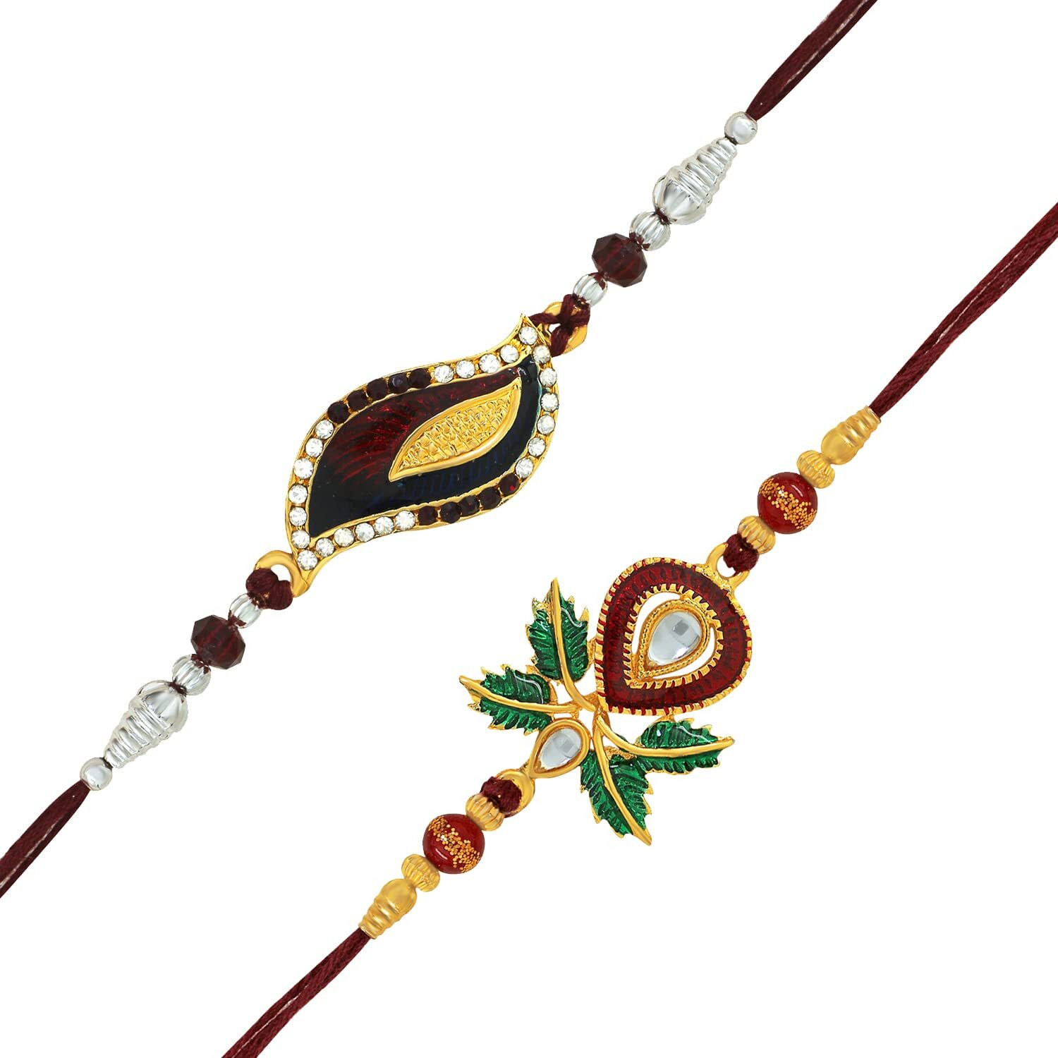 Mahi Combo of Classic Multicolor Crystals Rakhi for Beloved Brother/Bhaiya (RCO1105419M)