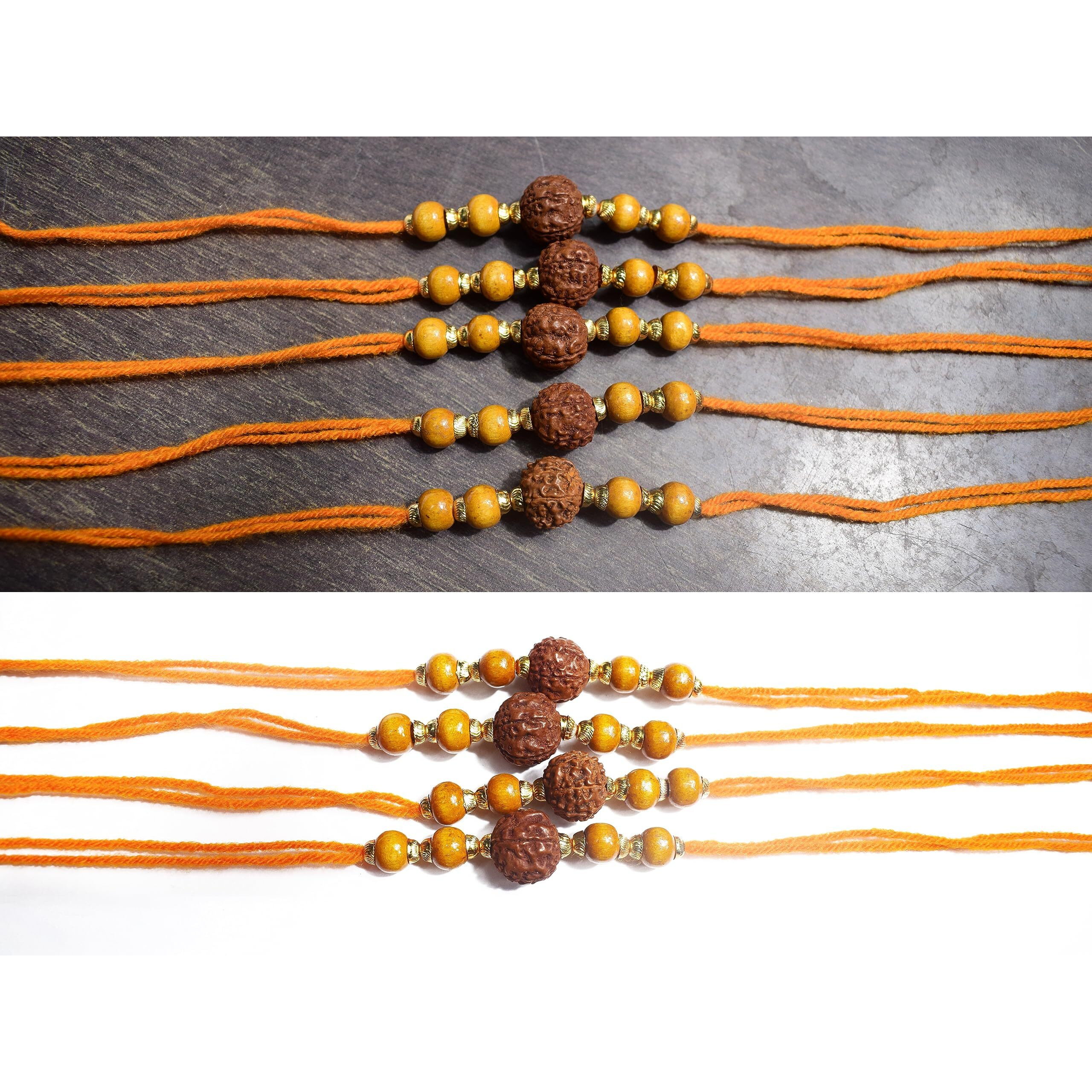 Vado Real Rudraksha Fancy Rakhi with Roli Chawal Tilak for Rakshabandhan (Single-22) For Unisex Adult