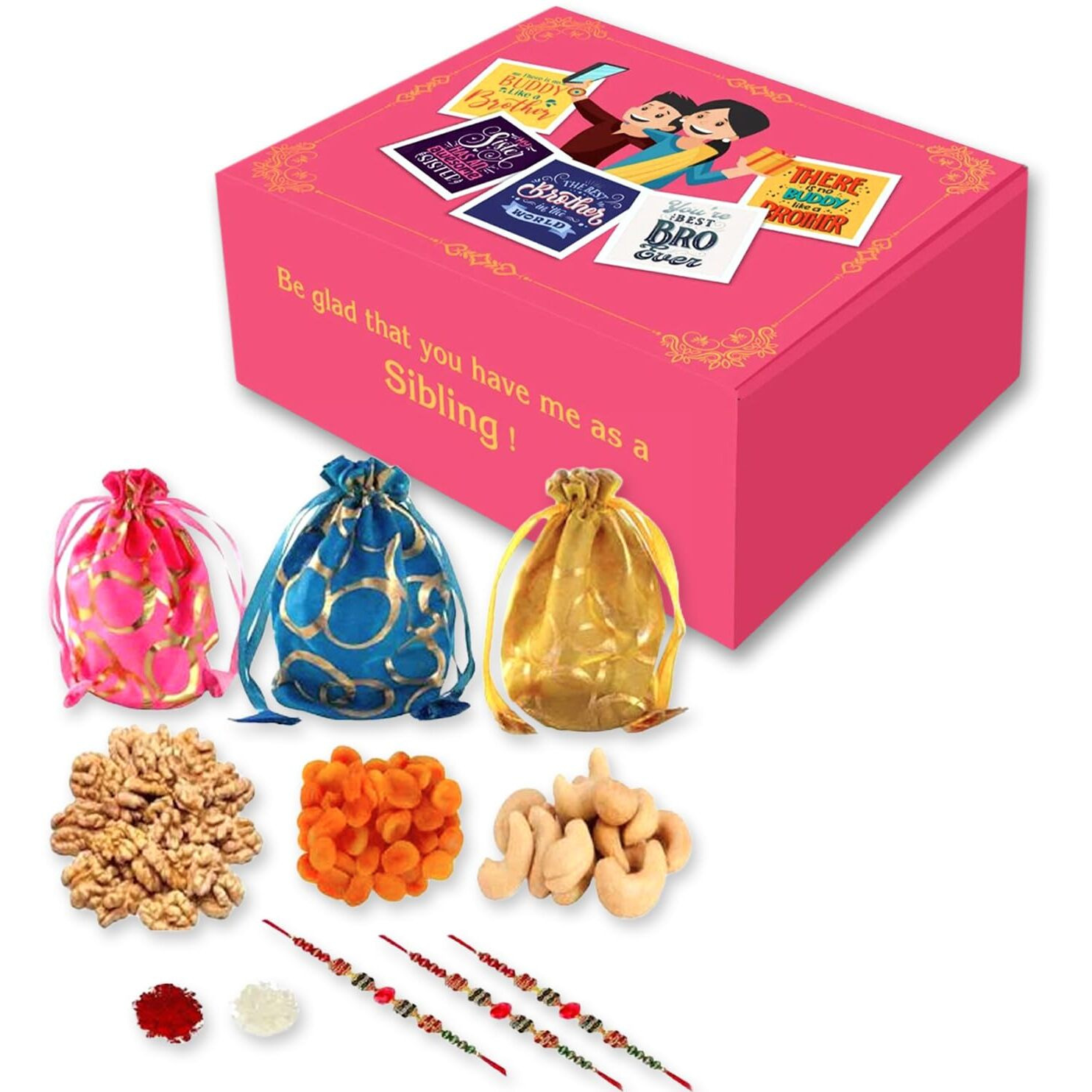 Bay Nut Premium Rakhi Hamper for Brother (h-6) 300 gm assorted dryfruits