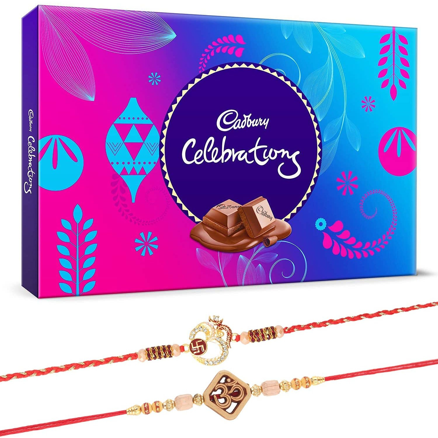 Astonished Retail Cadbury Celebration Pack with Set of 2 Rakhi | Cadbury Chocolate Hamper with Rakhi Gift | Rakhi Chocolate for Brother | 003