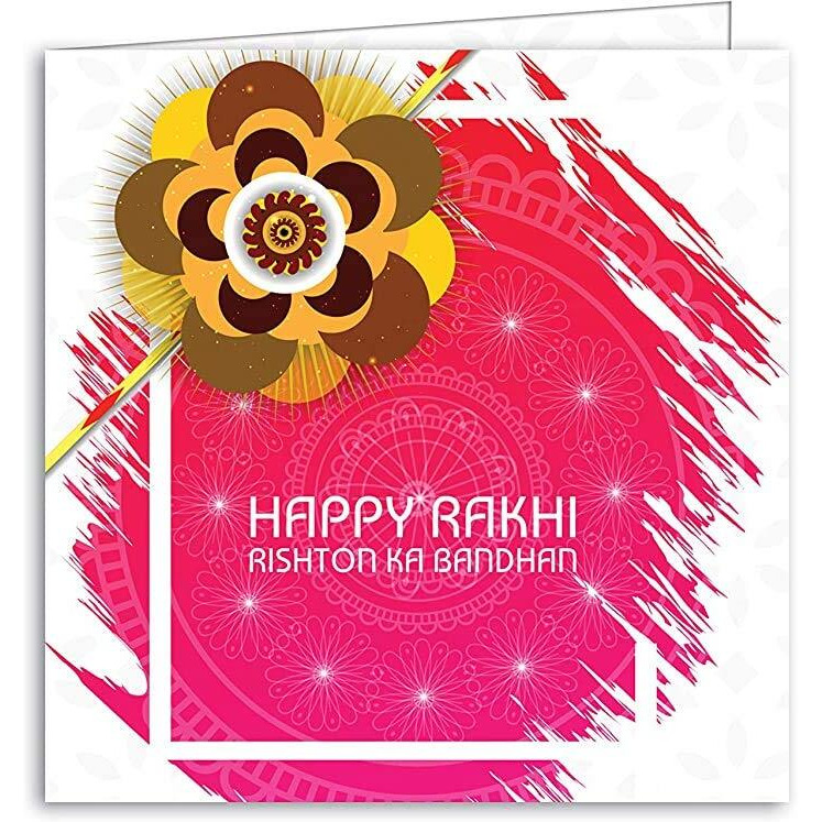 YouBella Designer Bracelet Rakhi and Greeting Card Combo Set for Brother Raksha Bandhan Gift for Brother (Style 4)