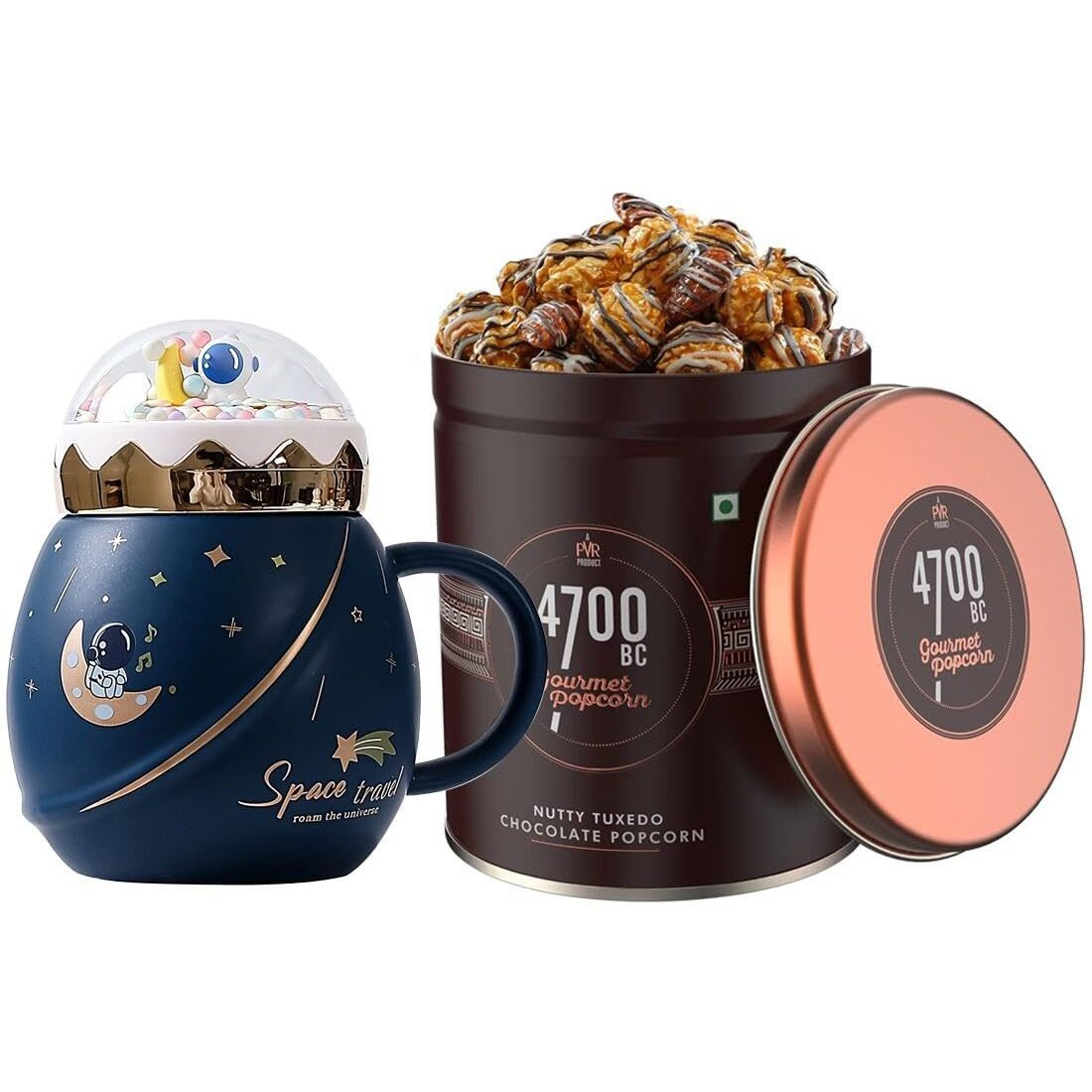 BonZeaL Birthday Gift For Girls Kids Children Nutty Tuxedo Gourmet Chocolate Popcorn Planet Astronaut Space Mug Combo Pack Rakhi For Brother 150g