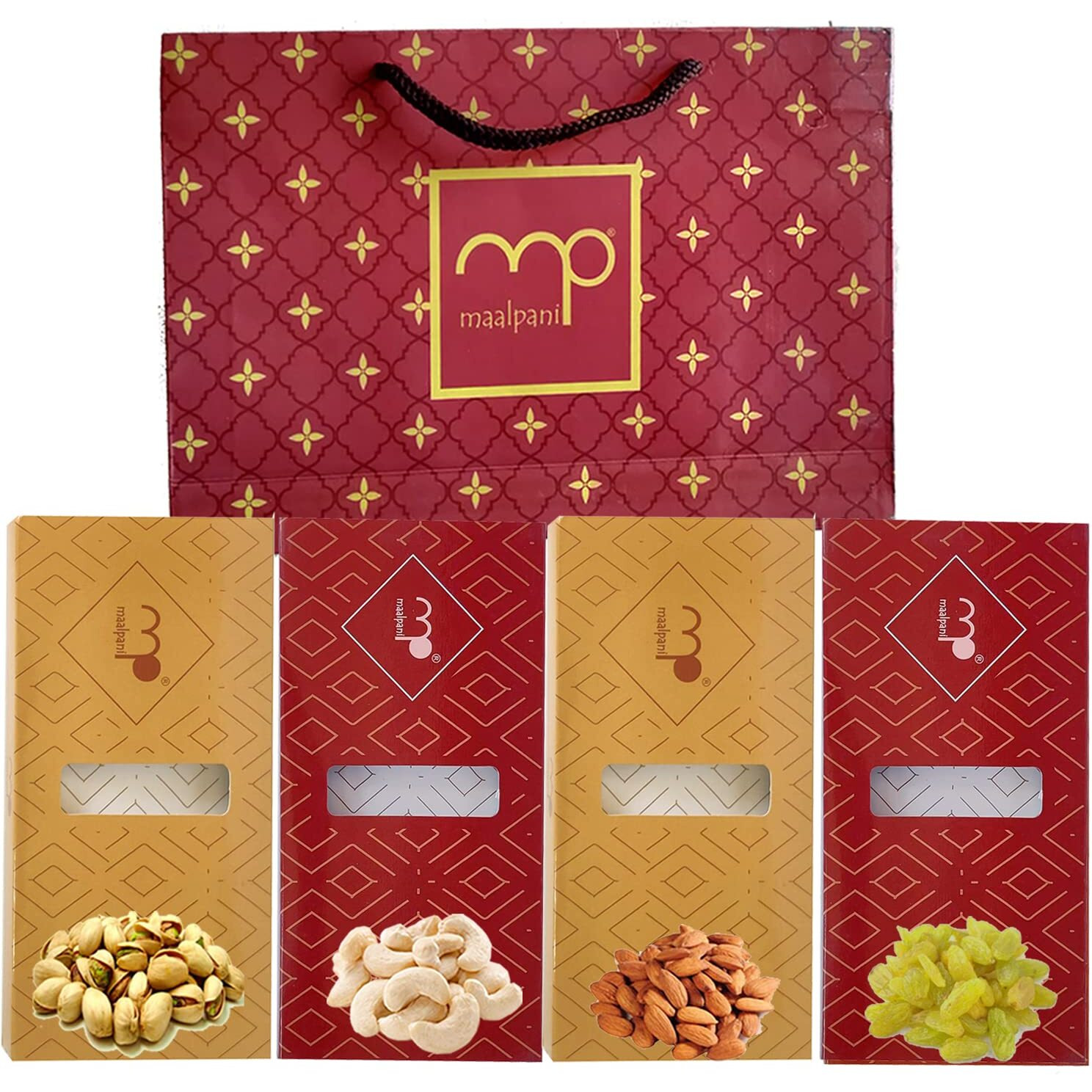 Maalpani Dry Fruits Gift Hamper Pack | Diwali Gift Hamper Box | Festival Deepavali Dryfruits | Occasion | 200g | Pack of 4 | Events | Birthday | Anniversary | Rakhi | Valentine