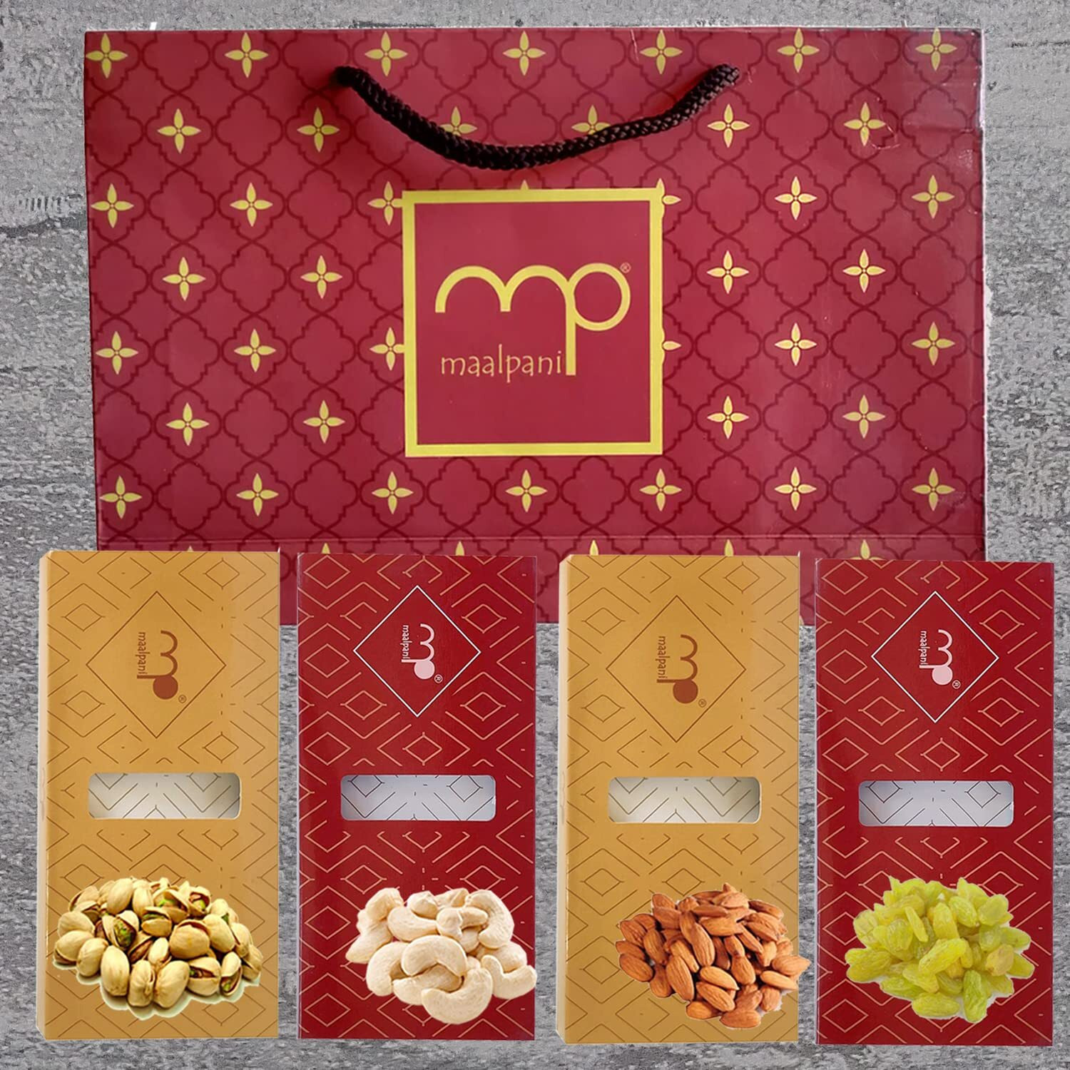 Maalpani Dry Fruits Gift Hamper Pack | Diwali Gift Hamper Box | Festival Deepavali Dryfruits | Occasion | 200g | Pack of 4 | Events | Birthday | Anniversary | Rakhi | Valentine