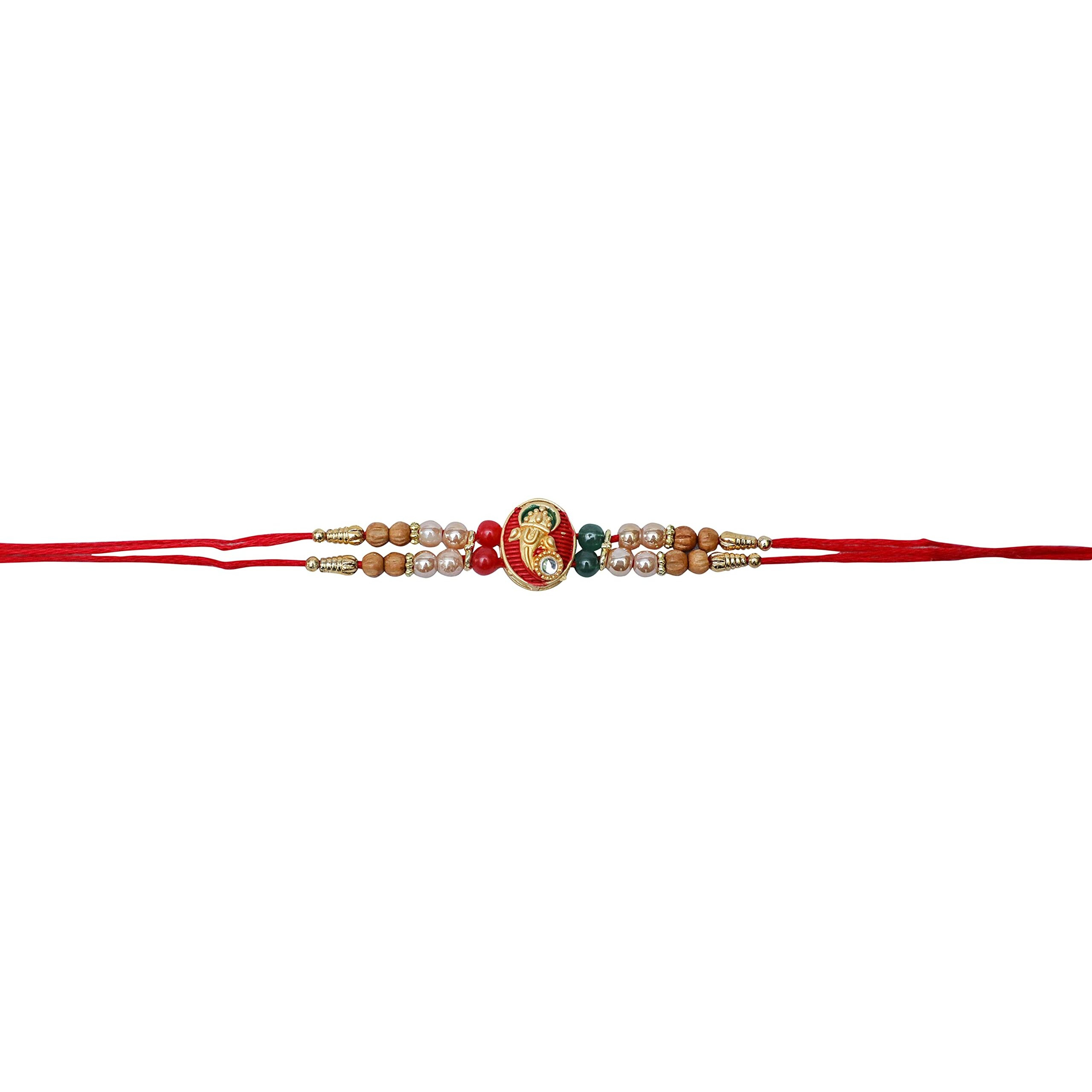 SAJANI Designer Rakhi/Elegant Rakhi For Brother/Fancy Design Rakhi/Exclusive Rakhi Collection/Stone Designer Rakhi-Pack Of 1 (Small Ganesha)