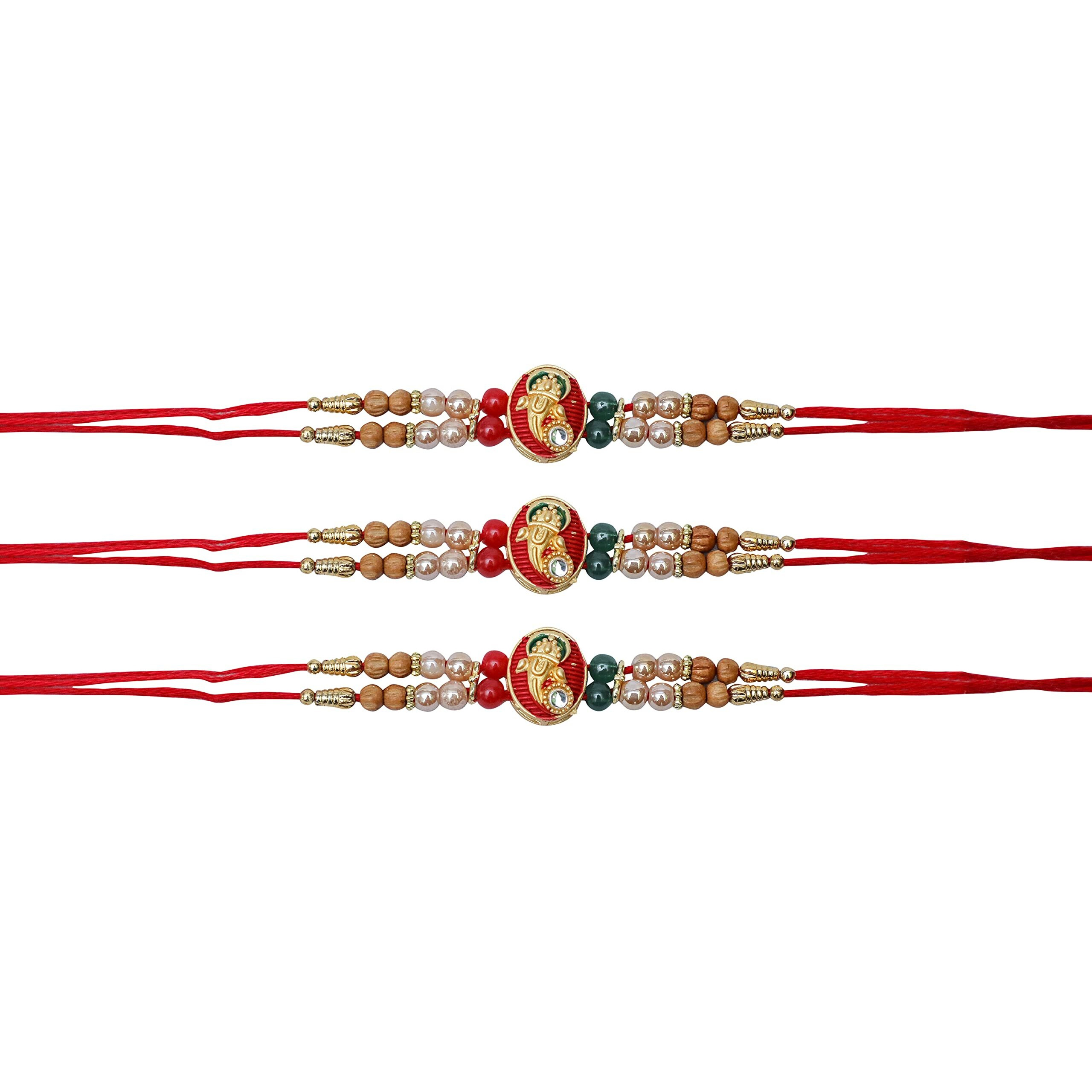 SAJANI Designer Rakhi/Elegant Rakhi For Brother/Fancy Design Rakhi/Exclusive Rakhi Collection/Stone Designer Rakhi-Pack Of 1 (Small Ganesha)