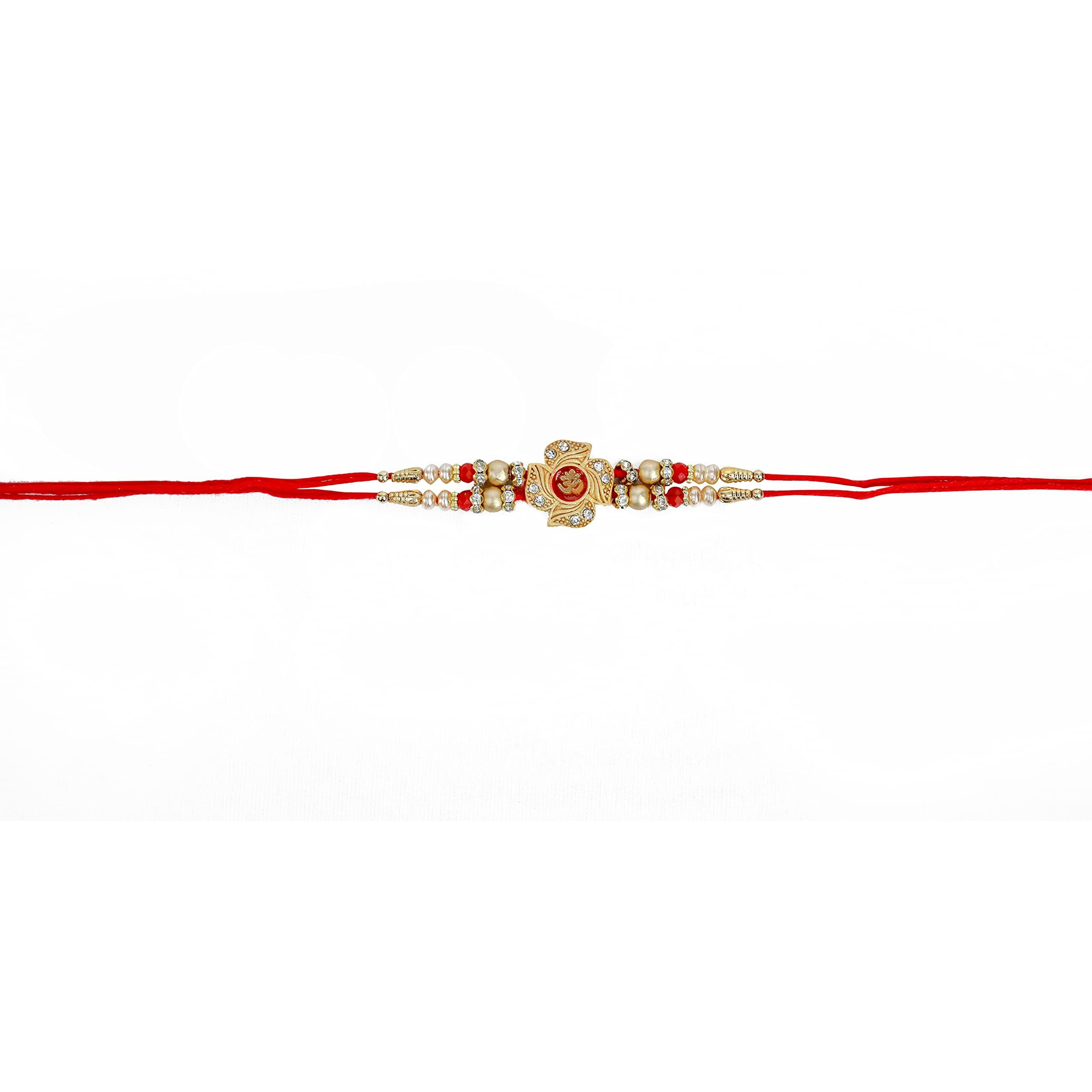 SAJANI Designer Rakhi/Elegant Rakhi For Brother/Fancy Design Rakhi/Exclusive Rakhi Collection/Stone Designer Rakhi-Pack Of 1 (Om With Swastik)