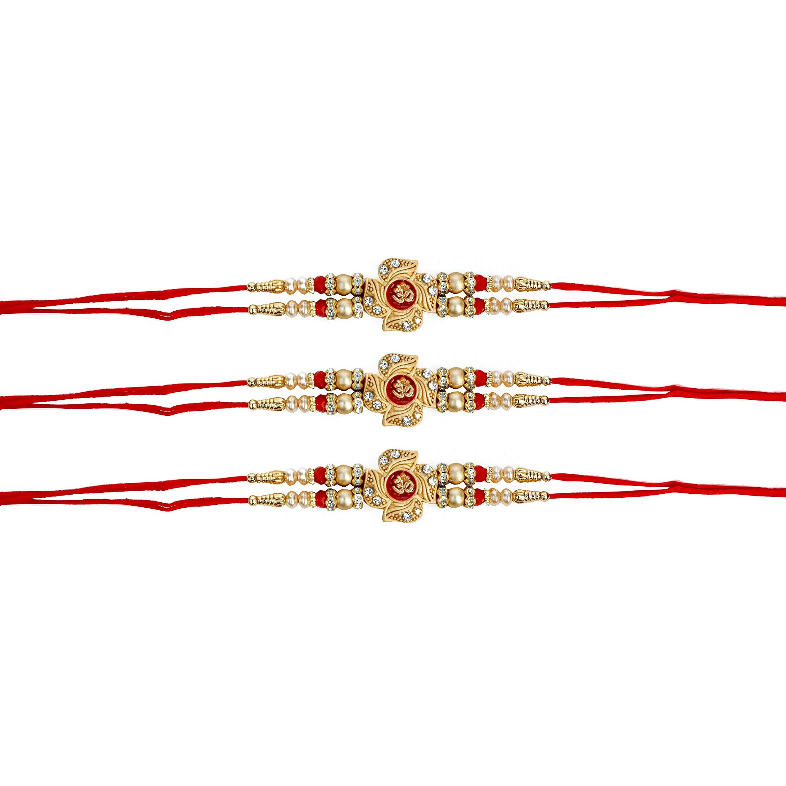 SAJANI Designer Rakhi/Elegant Rakhi For Brother/Fancy Design Rakhi/Exclusive Rakhi Collection/Stone Designer Rakhi-Pack Of 1 (Om With Swastik)