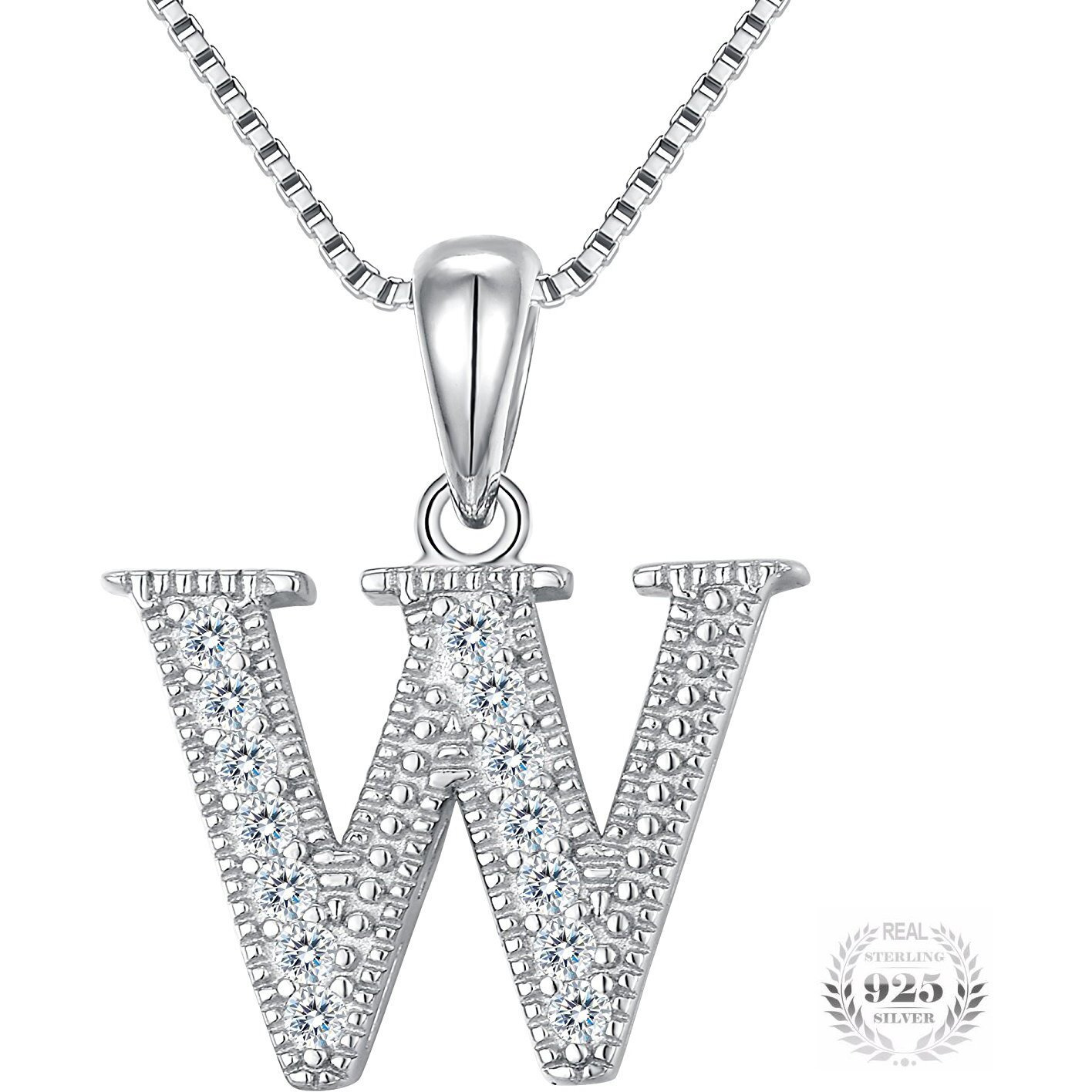 Young & Forever Gift Rakhi Gift Sister Timeless Treasure Alphabet W Letter Pendants for Women Embellished with Crystals from Swarovski Zirconia Western Silver Chain Necklace for Girls Fancy Fashion Jewelry