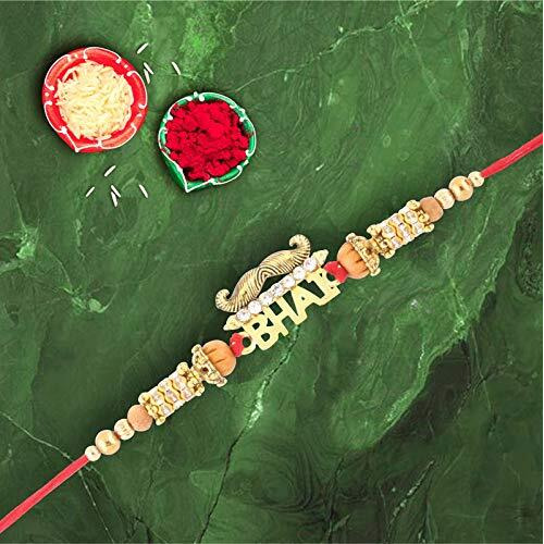 SFU E Com Premium Bro Design Rakhi with Chocolates | Rakhi Chocolate Gift for Brother | Premium Rakhi Chocolate Basket Hamper | Roli, Chawal, Chandan, Misri | 4331