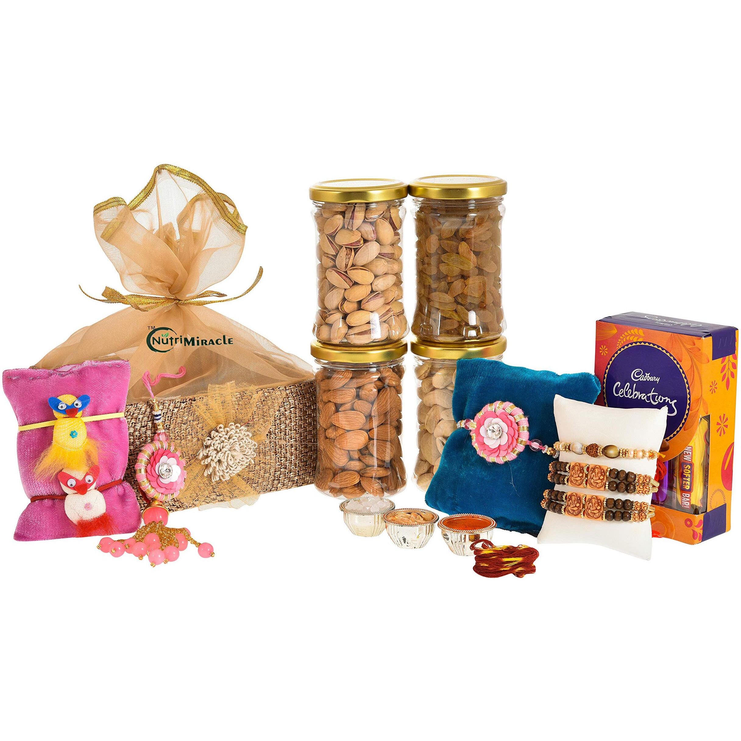 NUTRI MIRACLE Dry Fruit and Nut Gifts with Rakhi Hamper,450gm