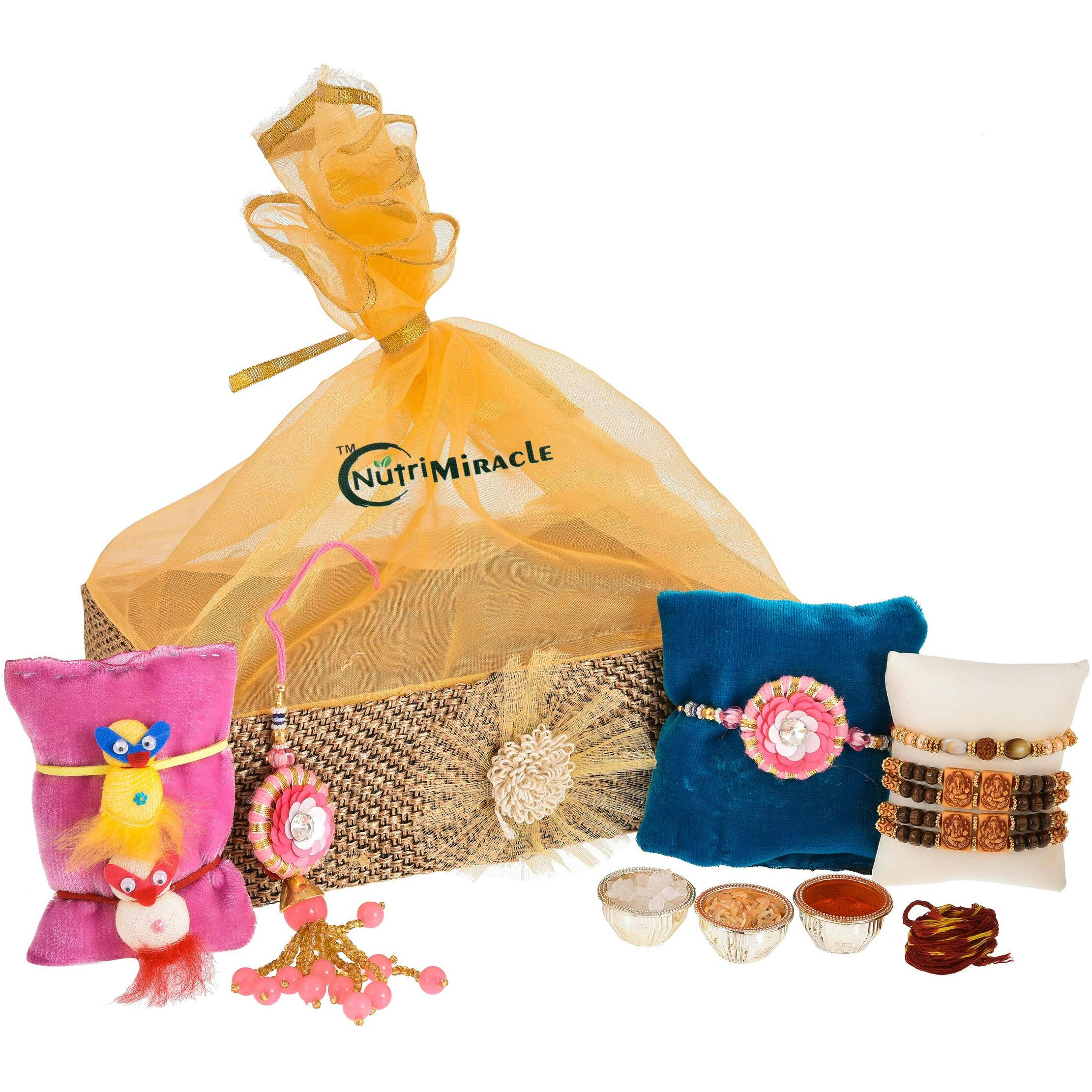 NUTRI MIRACLE Dry Fruit and Nut Gifts with Rakhi Hamper