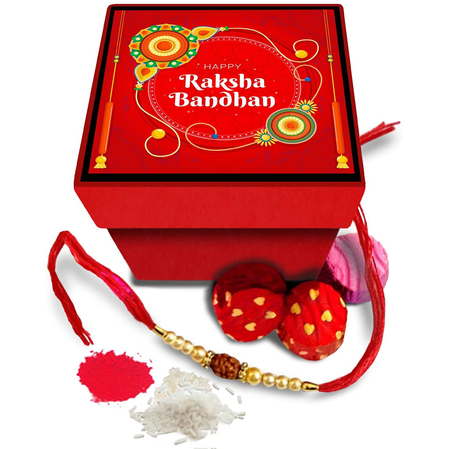 exciting Lives - Raksha Bandhan Chocolates Box With Rakhi Roli Chawal - Gift for Brothers, Bhai, Bro, Sibling, Cousin, Gift for Rakshabandhan, Rakhi, Rakhi Gift, Best Rakhi Combo - 20 pieces