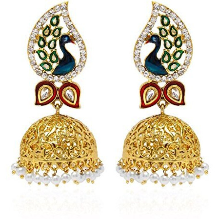 YouBella Special Combo of Gold Plated Dancing Peacock Pearl studded Jhumka Earrings for Girls and Women  Best Rakhi Gift Jewellery