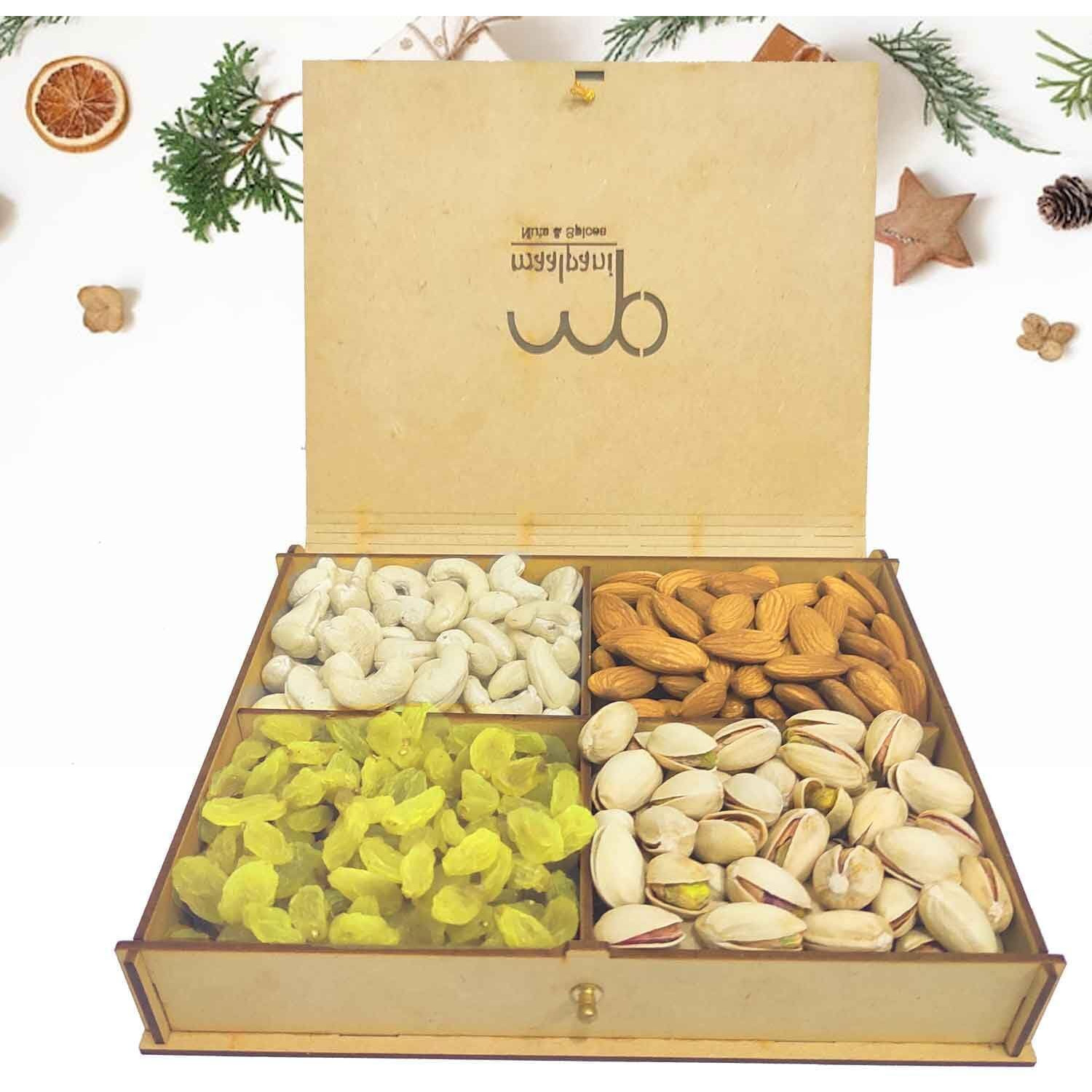 Maalpani Dry Fruits Gift Hamper Box pack | Gift Hamper Box | Diwali | Festival | Events | Days | Occasion | Birthday | Anniversary | Rakhi | Valentine Day | 200g Dryfruits, Pack of 4