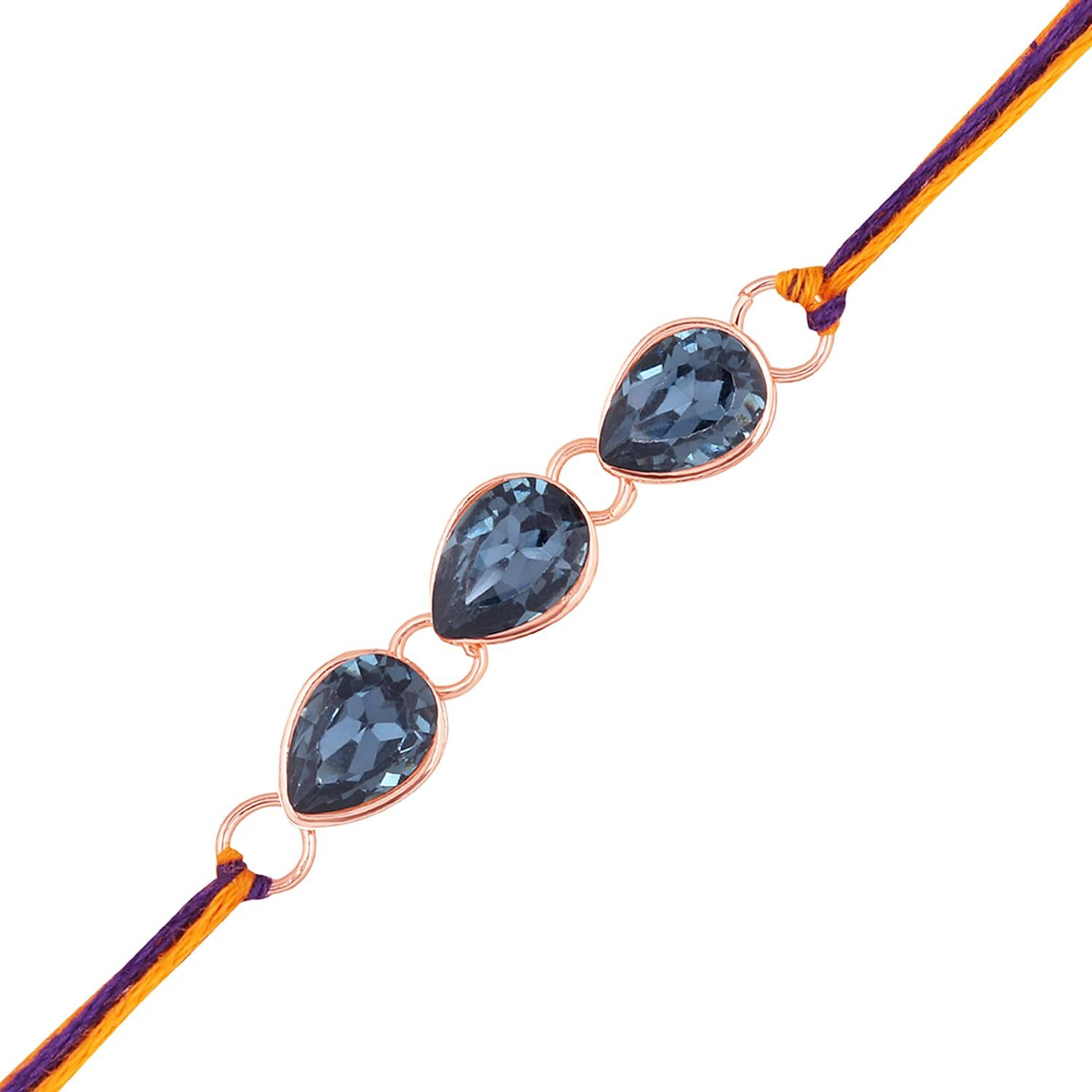 Mahi Water Drop Shape Monatana Blue Crystal Rakhi for Brother/Bhaiya (RA1100684Z)