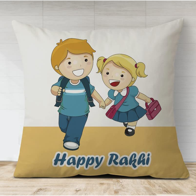 The Purple Tree Rakhi Cushion Gift Set for Brother, Rakhi for Brother(1 Filled Cushion, 1 Rakhi, Roli chawal) Rakshabandhan Gift for Brother, Best Rakhi Gift for Brother bhai Men CR8