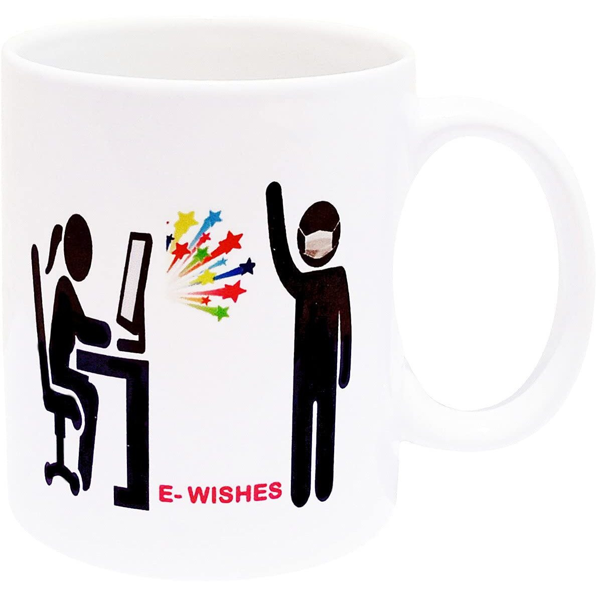 Purpledip Rakhi Hamper E-wishes Ceramic Mug, 2 Designer Rakhi & Roli Chawal (rakhi64a)